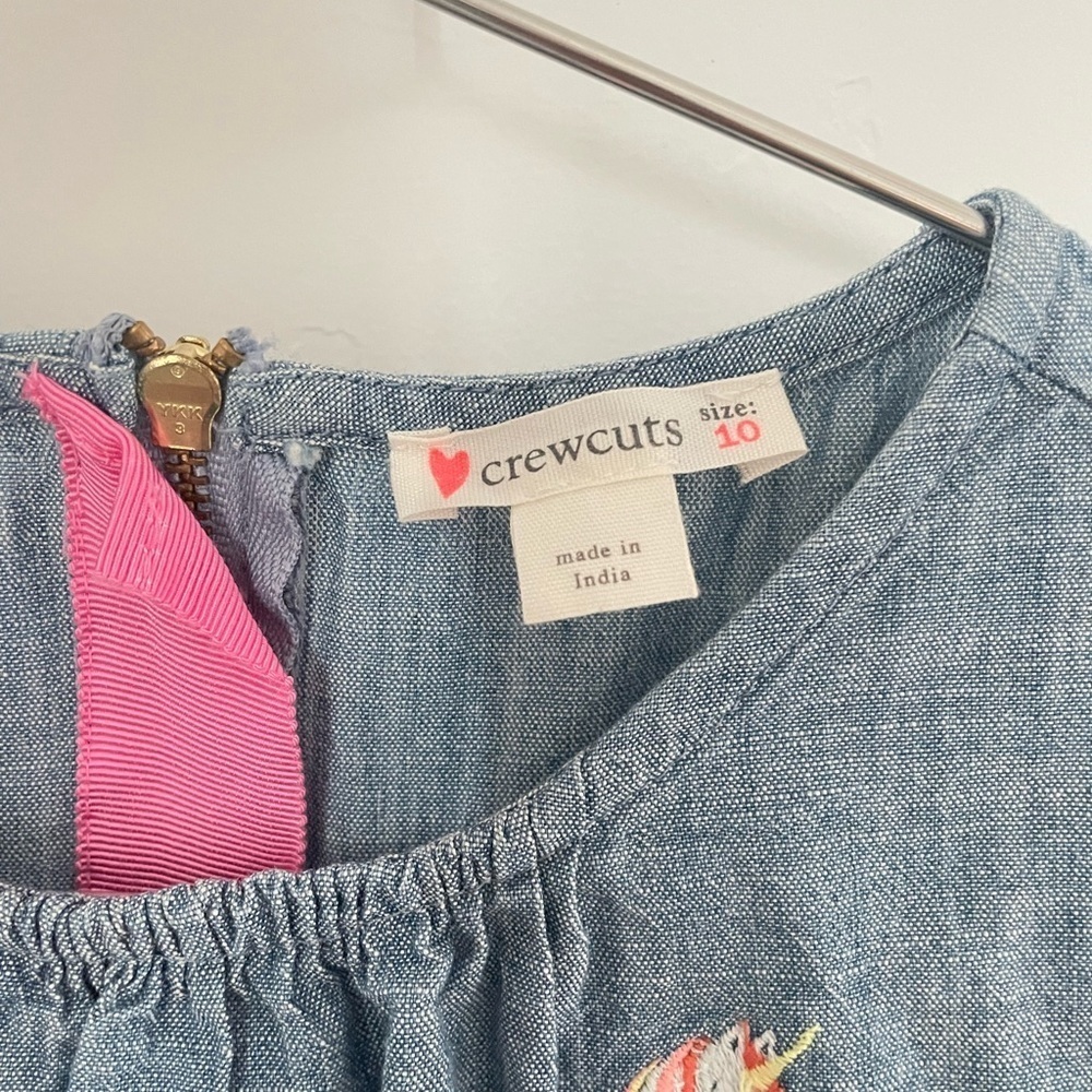 Crewcuts Unicorn Chambray Dress Ruffle Bottom NWOT SIZE 8 size 10 - Picture 4 of 12